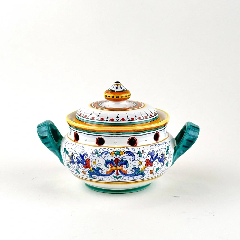 Ricco Deruta Italian Ceramic Garlic Storage Jar with Lid.